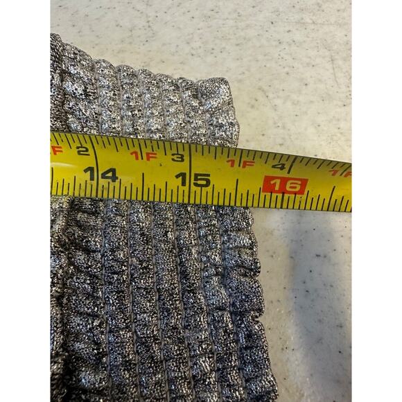 NEW Anthropologie Strapless Top Women’s M Metallic- Silver Elastic Waist D17 - Picture 5 of 5